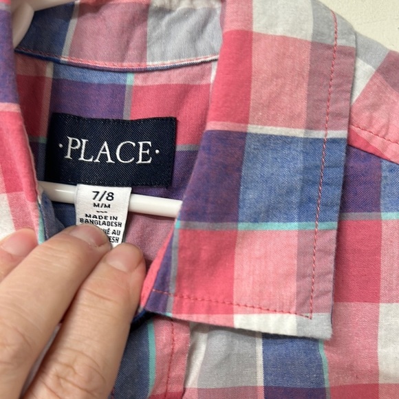 Place Plaid Short Sleeve Shirt - Red, Blue, White PLACE - Picture 2 of 2
